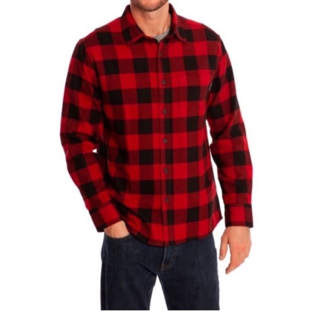 Eddie Bauer Eddie’s Favorite Flannel Classic Fit Shirt Plaid Red Black Buffalo M